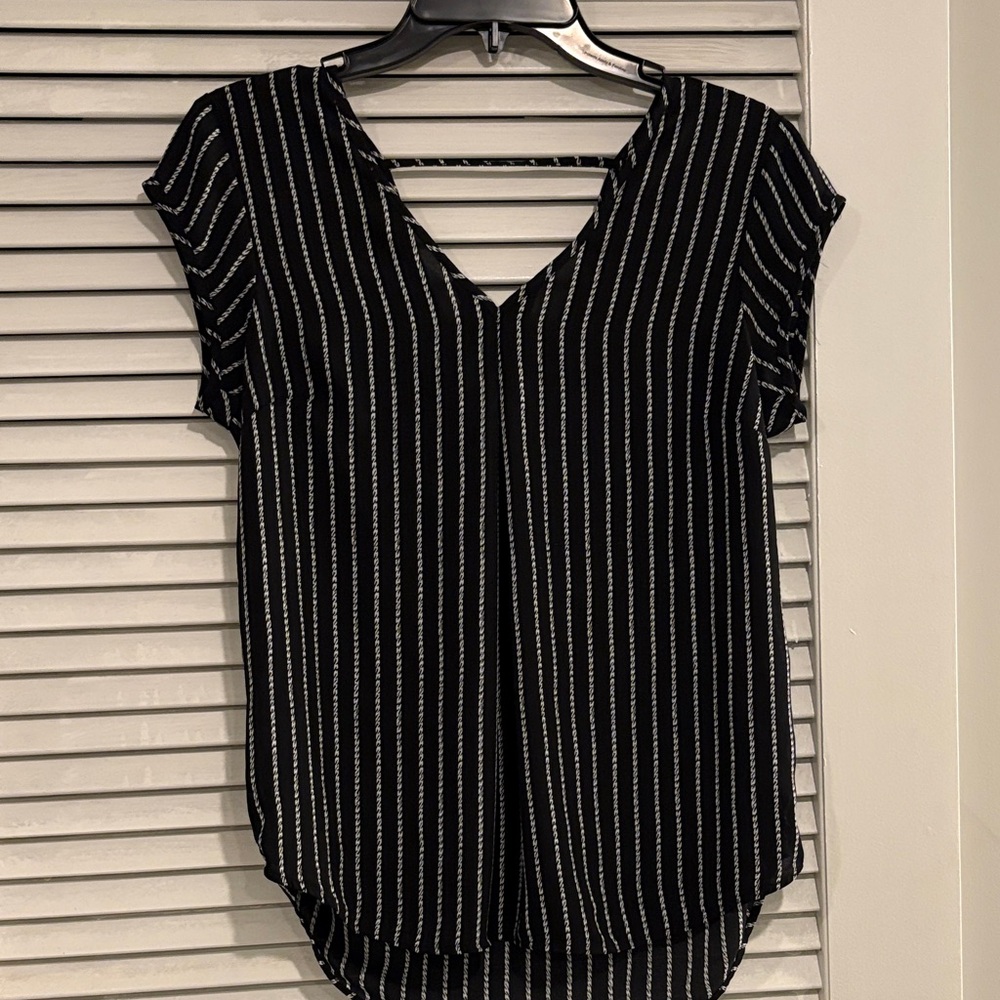 Halogen Black and White Pinstripe Blouse
